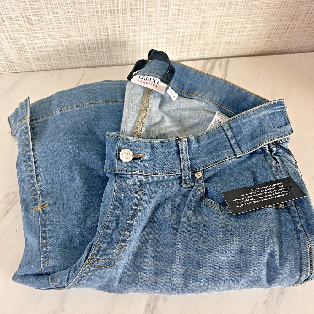 D & Co Adaptive Woman's Jeans Size 10 Side Zippers Split Inside Ankle Design
